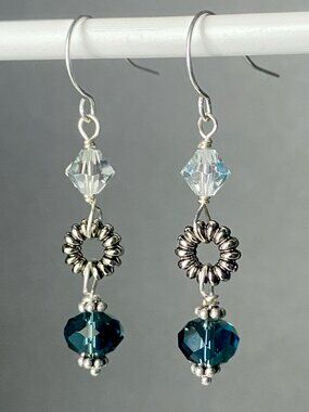 Blue Crystal Drop Earrings